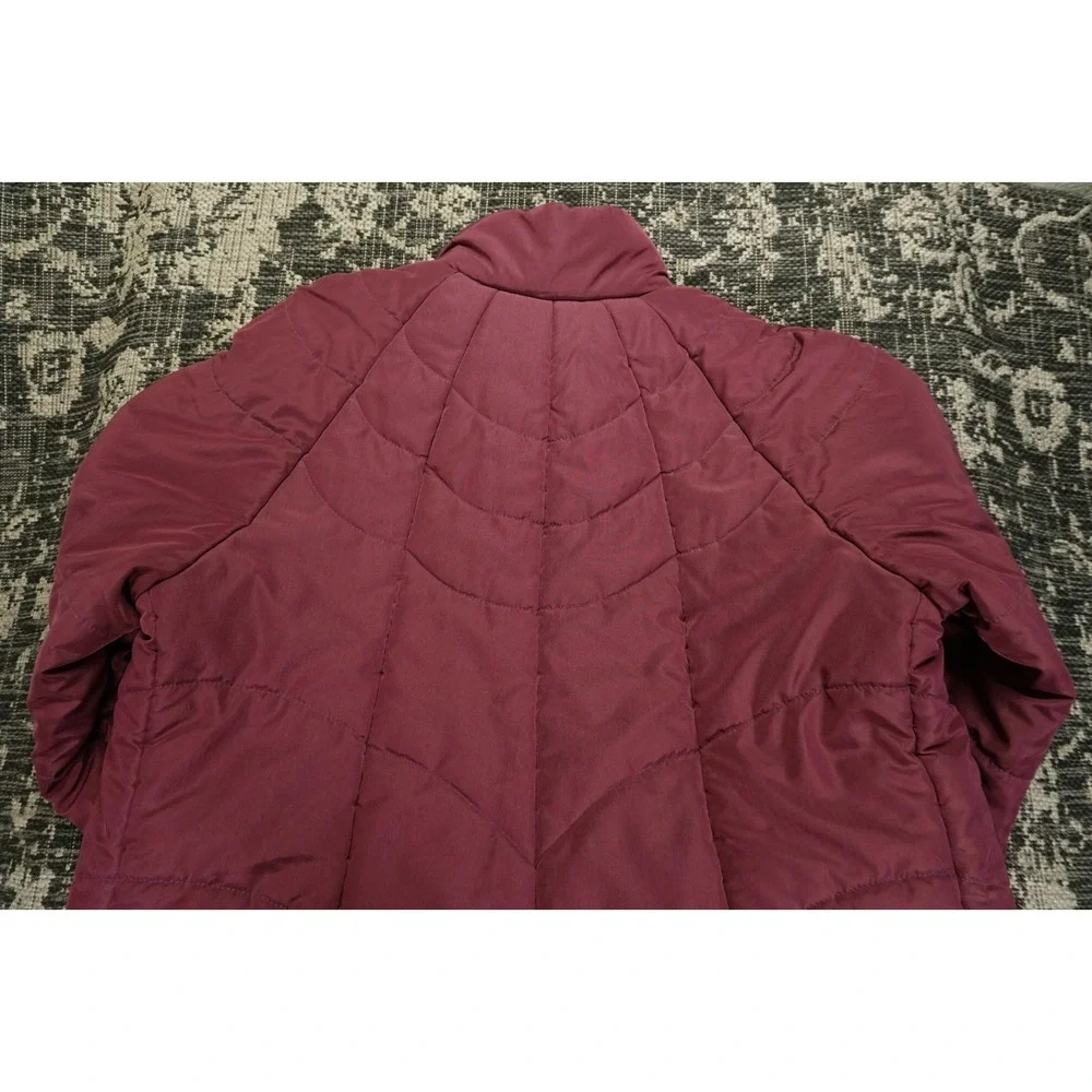 VTG Bibi‎ Bros Women's Maroon Quilted Puffer Long Coat Jacket Vintage Y2K Korea